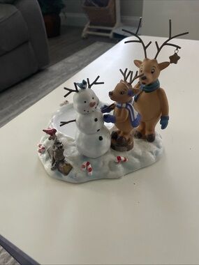 PARTYLITE Reindeer Pillar Candle Holder P8635 Winter Snowman Christmas Party